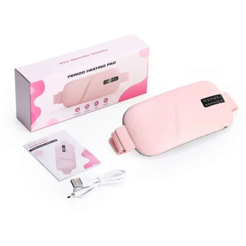 Portable Period Warming Belt for Women & Teen Girls – 5-Level Temp & Vibration, 15/30 Min Timer, Adjustable Strap, USB Rechargeable
