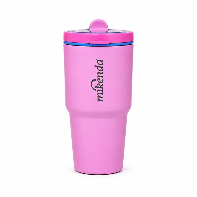 1PC Hidden Carry Handle Insulated Coffee Tumbler with Straw, Insulated Flask, Stainless Steel Vacuum Travel Mug with Lid, Portable Leak Resistant Cup, Car Cup Holder Friendly, for Women, Office School Outdoor Daily Use, Birthday Holiday Gift