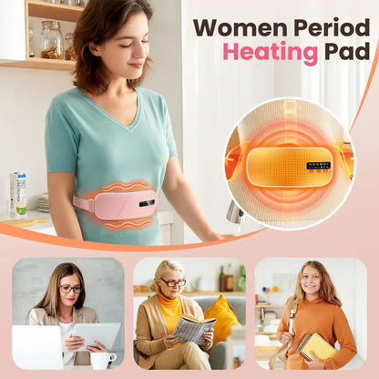 Portable Period Warming Belt for Women & Teen Girls – 5-Level Temp & Vibration, 15/30 Min Timer, Adjustable Strap, USB Rechargeable