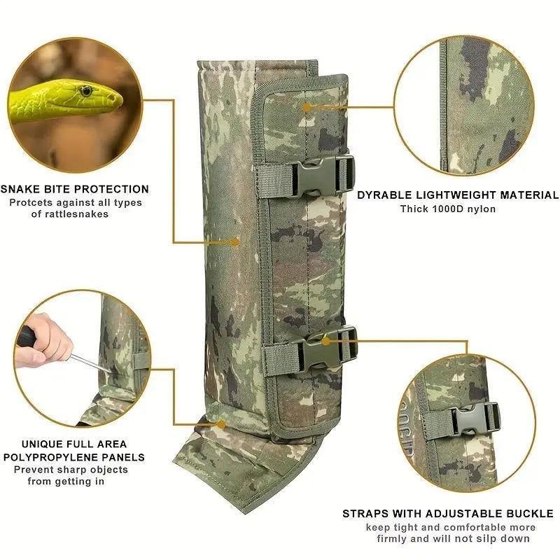 Unisex Adjustable Outdoor Snake-Resistant Leg Gaiters, Abrasion-Resistant Durable Fabric Sporty Protective Gear for Hunting, Hiking