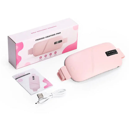 Portable Period Warming Belt for Women & Teen Girls – 5-Level Temp & Vibration, 15/30 Min Timer, Adjustable Strap, USB Rechargeable
