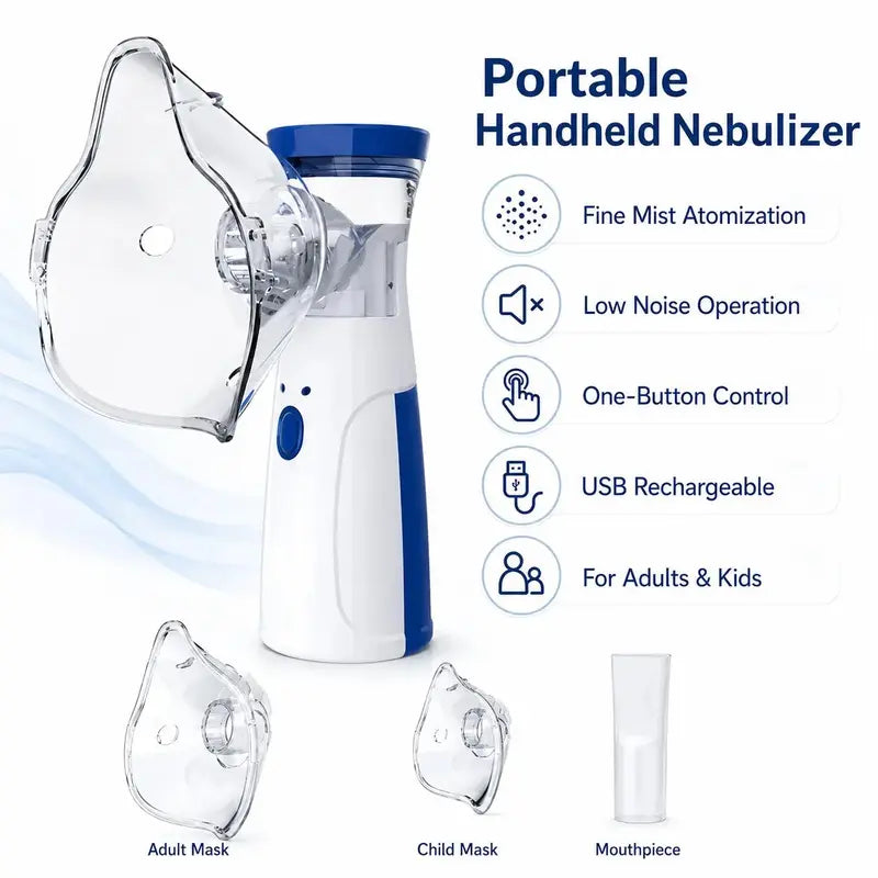 Portable Rechargeable Handheld Mesh Nebulizer – 3 Intensity Levels