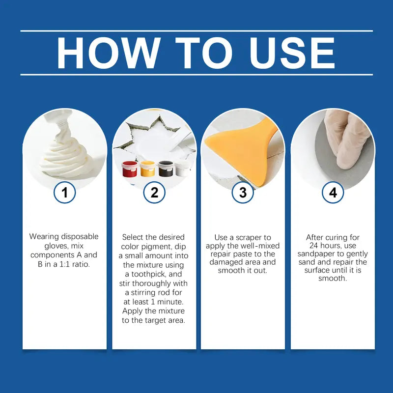 JAYSUING Epoxy Resin Bathtub & Tile Repair Kit, White Ceramic Crack & Chip Filler