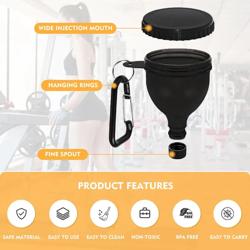 Compact BPA-Free 2-in-1 Protein Powder Scoop & Mini Funnel with Carabiner