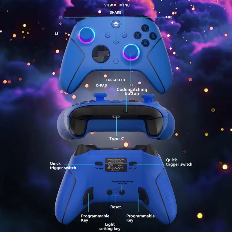 Wireless Gaming Controller with Hall Effect Anti-Drift Sticks for Xbox Series X|S, Steam & PC