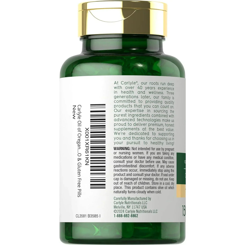 Oregano Oil 4000mg Supplement | 150 Softgel Capsules | Contains Carvacrol | Non-GMO & Gluten Free Formula
