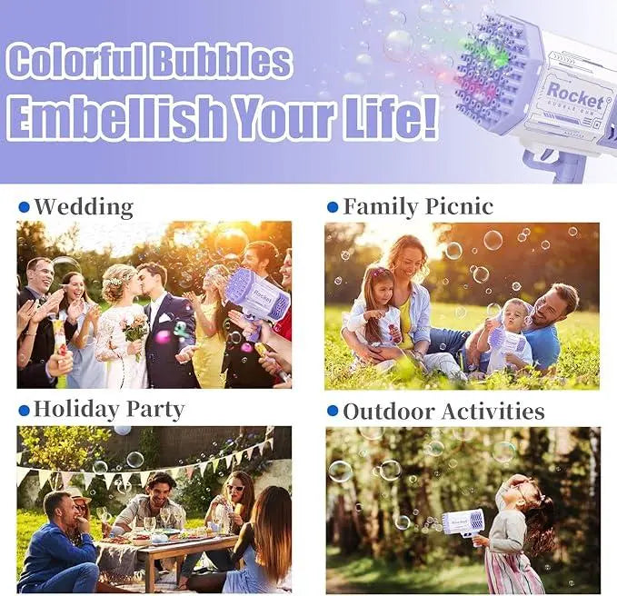 Kids Bubble Machine with Colorful Lights – Ages 4–12