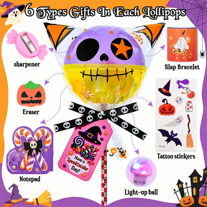 Unisex 2026 Upgraded Light-Up Giant Halloween Lollipop Stationery Kit with Cards, Halloween Party Favors for Kids, Classroom Exchange Gifts