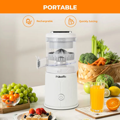 Pukomc Cordless Rechargeable Citrus Juicer - 10.6in Compact Automatic