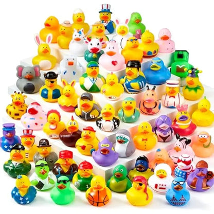 Rubber Ducks Random Assortment Bulk with Mesh Carry Bag – Mini Rubber Duckies for Baby Bath Toys, Kids Pool Toys, Birthday Gifts & Party Favors