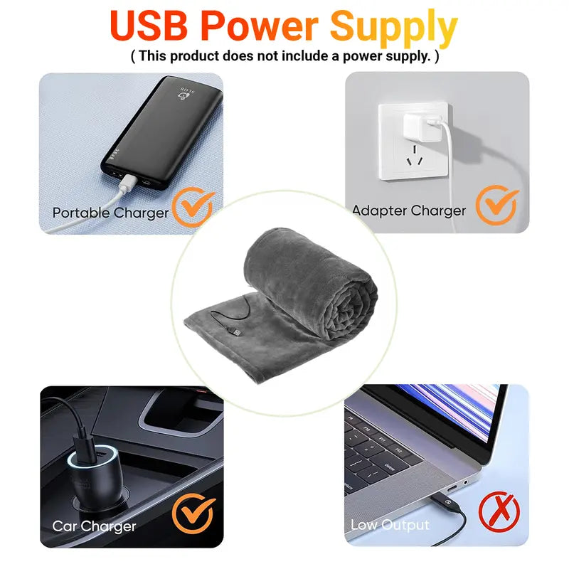 Portable USB Heated Blanket Shawl