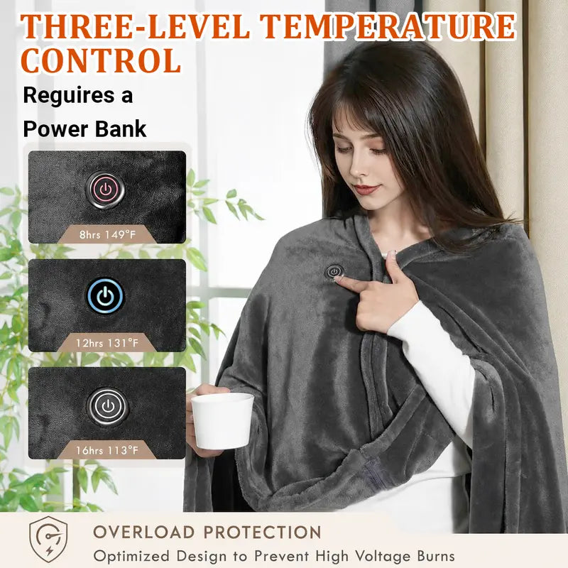 Portable USB Heated Blanket Shawl
