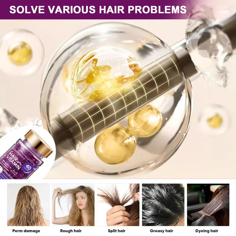 Hair Vitamin Capsules – Violet Vitamins & Argan Oil, 40ct