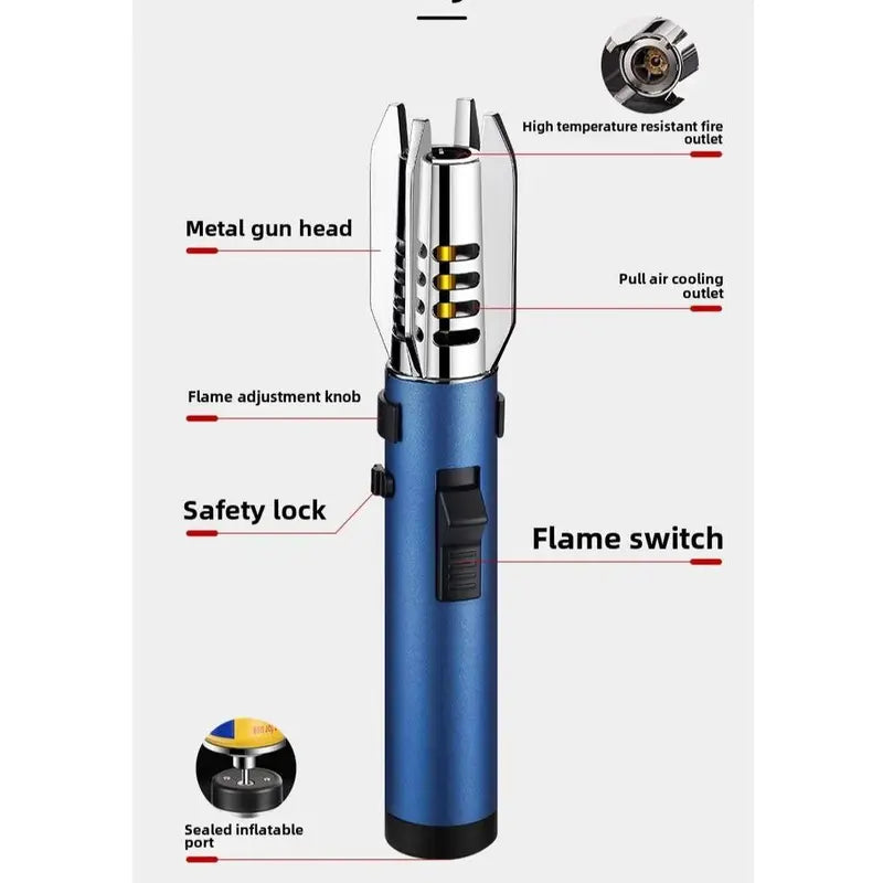 Windproof Jet Torch Lighter – Light Saber-Shaped Steel Body, 360° Usable, Adjustable Flame, Lockable Safety Lock