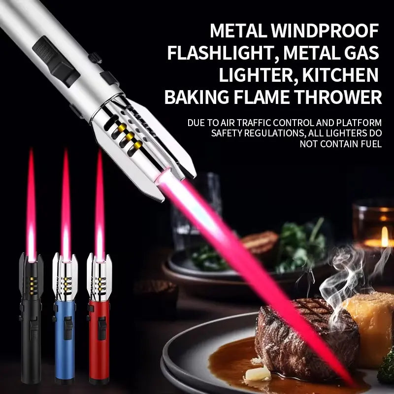 Windproof Jet Torch Lighter – Light Saber-Shaped Steel Body, 360° Usable, Adjustable Flame, Lockable Safety Lock