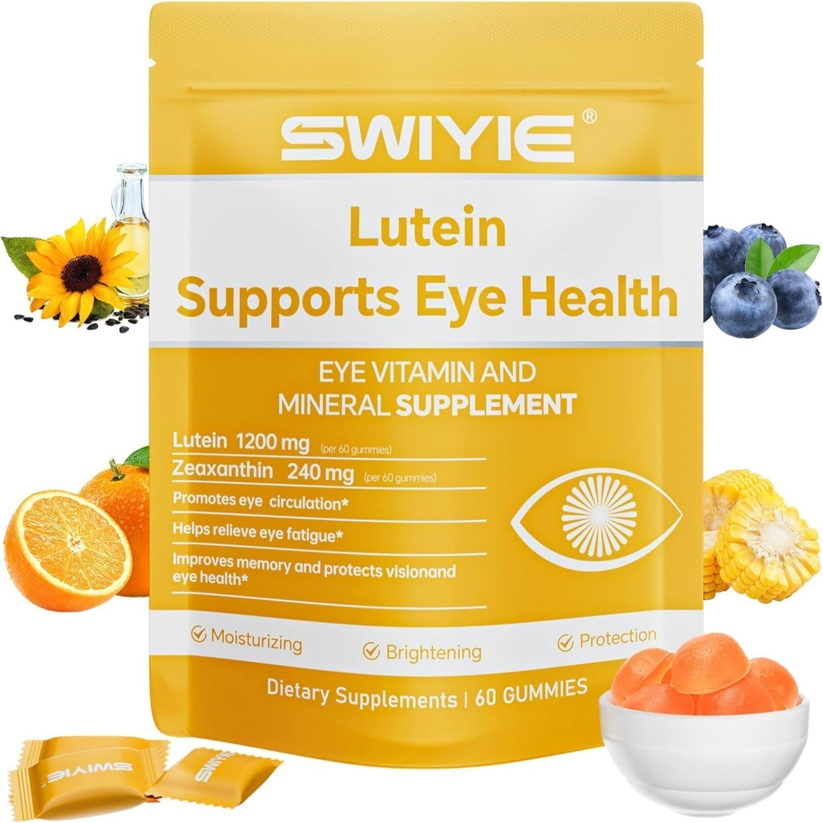 Lutein Gummies for Eye Health – Vision Support Eye Vitamins, Blueberry Flavor, 60 Gummies