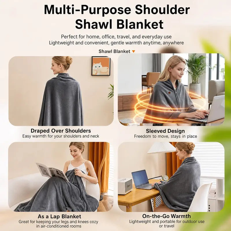 Portable USB Heated Blanket Shawl