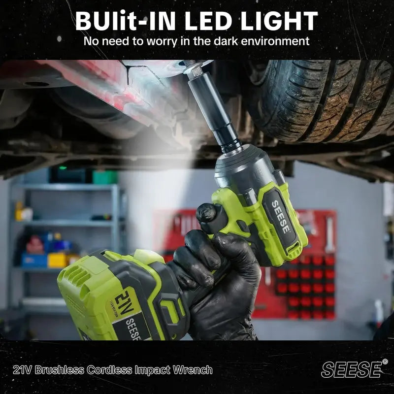 SEESE Cordless Brushless Impact Wrench Kit