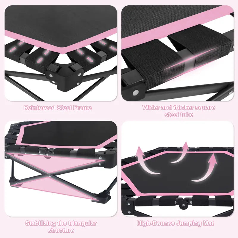Foldable Fitness Trampoline with Adjustable T-Bar