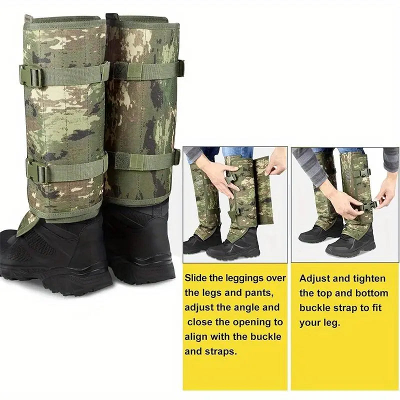 Unisex Adjustable Outdoor Snake-Resistant Leg Gaiters, Abrasion-Resistant Durable Fabric Sporty Protective Gear for Hunting, Hiking