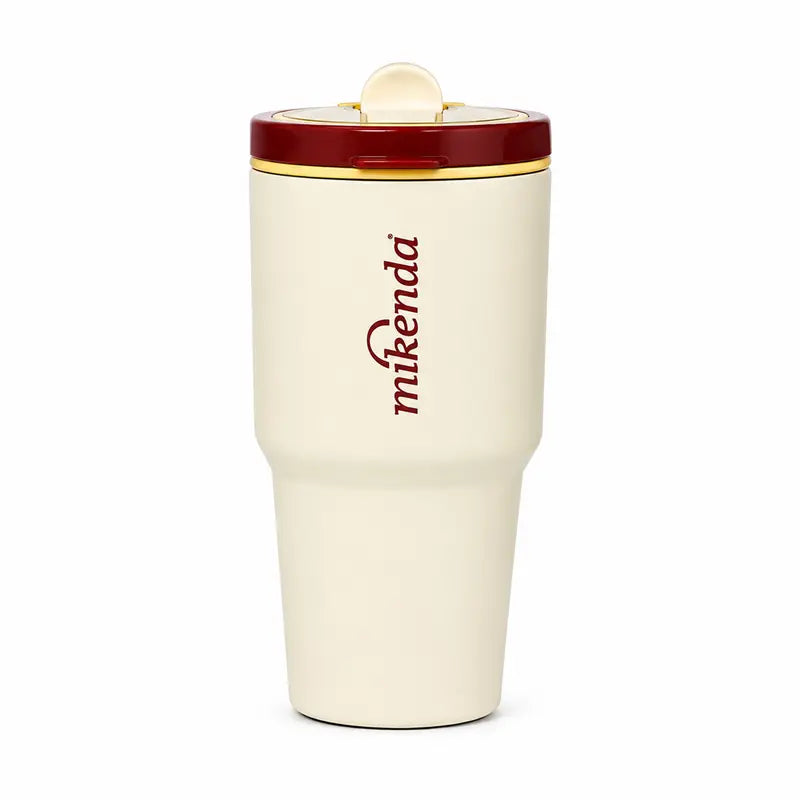 1PC Hidden Carry Handle Insulated Coffee Tumbler with Straw, Insulated Flask, Stainless Steel Vacuum Travel Mug with Lid, Portable Leak Resistant Cup, Car Cup Holder Friendly, for Women, Office School Outdoor Daily Use, Birthday Holiday Gift