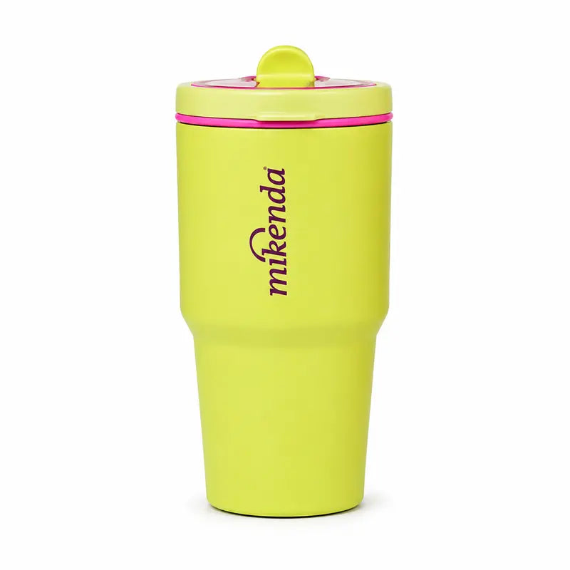 1PC Hidden Carry Handle Insulated Coffee Tumbler with Straw, Insulated Flask, Stainless Steel Vacuum Travel Mug with Lid, Portable Leak Resistant Cup, Car Cup Holder Friendly, for Women, Office School Outdoor Daily Use, Birthday Holiday Gift