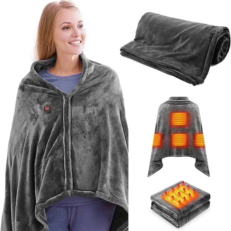 Portable USB Heated Blanket Shawl