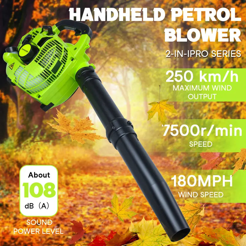 Explorinox 2-Stroke Handheld Leaf Blower, 26cc Gas Powered Blower for Lawn Care, Snow Blowing & Yard Cleaning