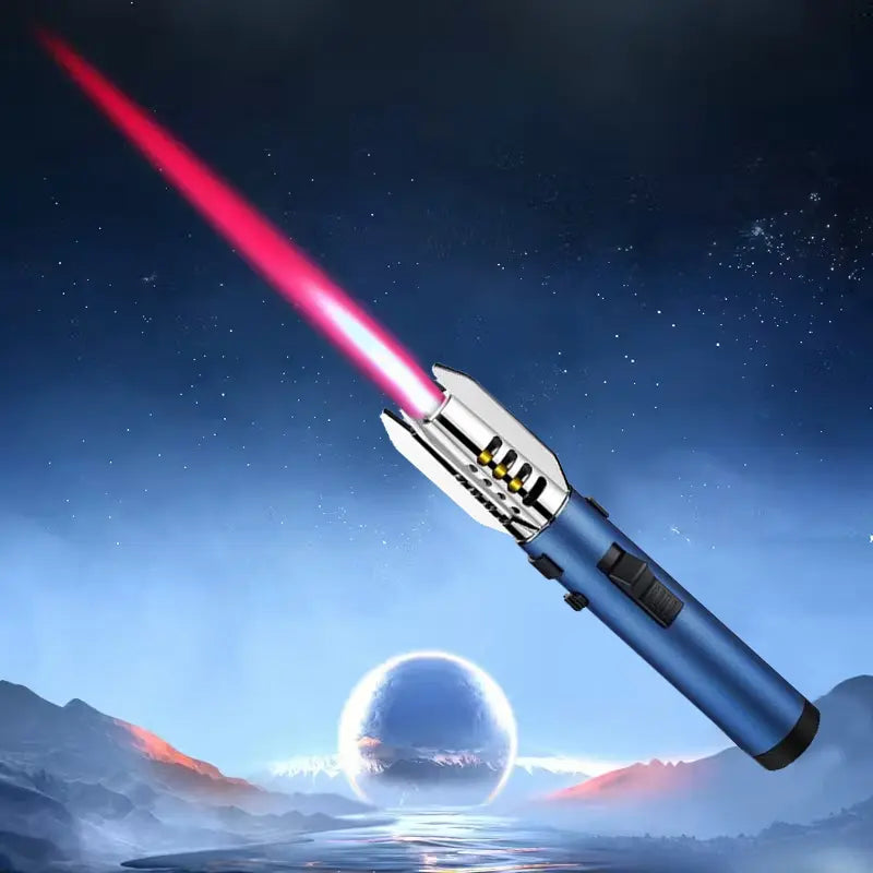 Windproof Jet Torch Lighter – Light Saber-Shaped Steel Body, 360° Usable, Adjustable Flame, Lockable Safety Lock
