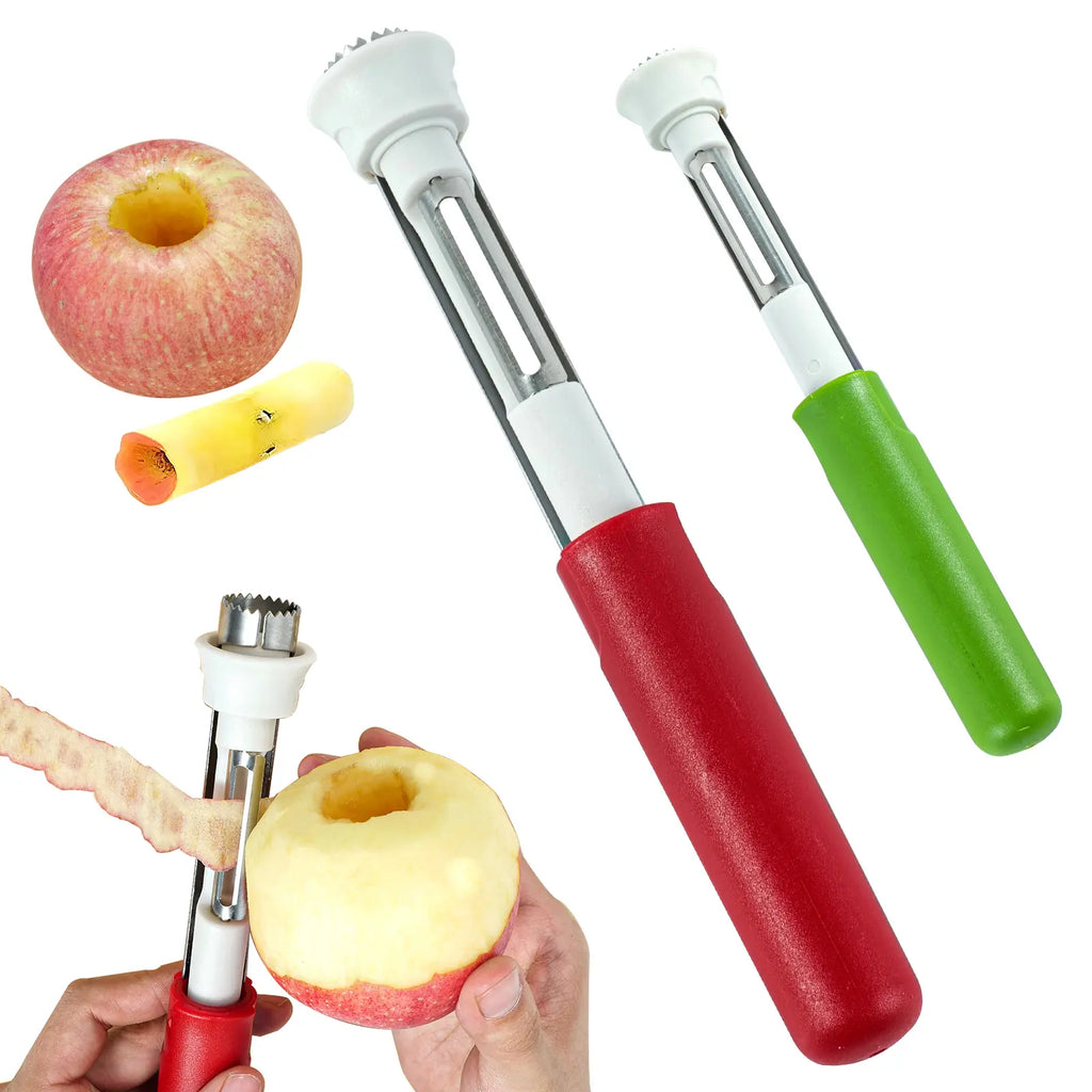 2 in 1 Apple Corer and Peeler, Apple Core Removal Tool, Stainless Steel Fruit Corer, Apple Seed Remover for Cored Apples, Pears, Bell Peppers and Cakes, Kitchen Gadget for Fruit and Vegetable