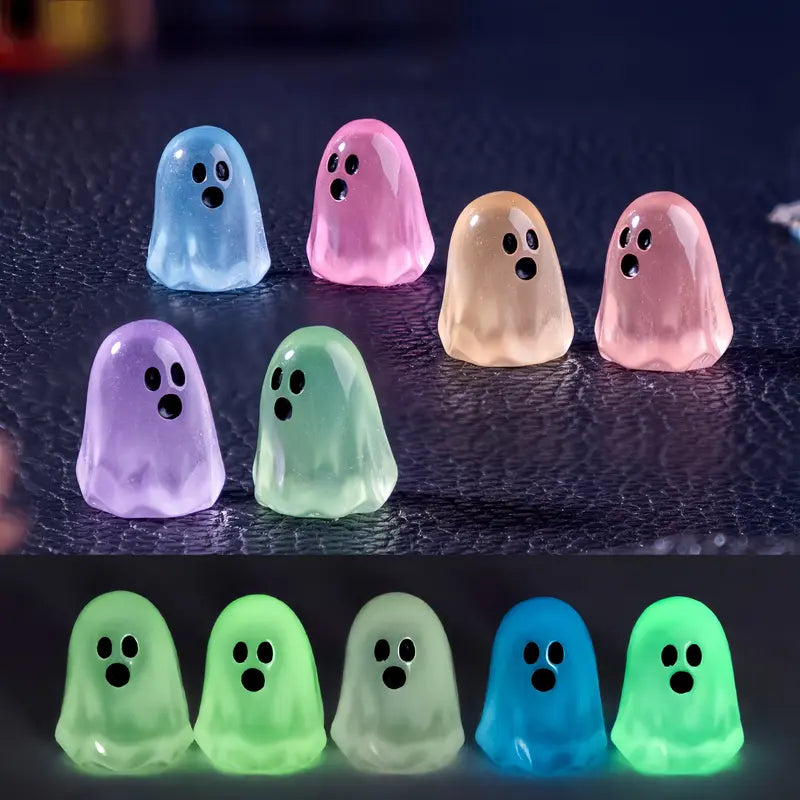 24pcs Halloween Resin Ghost Night Glow Figurines