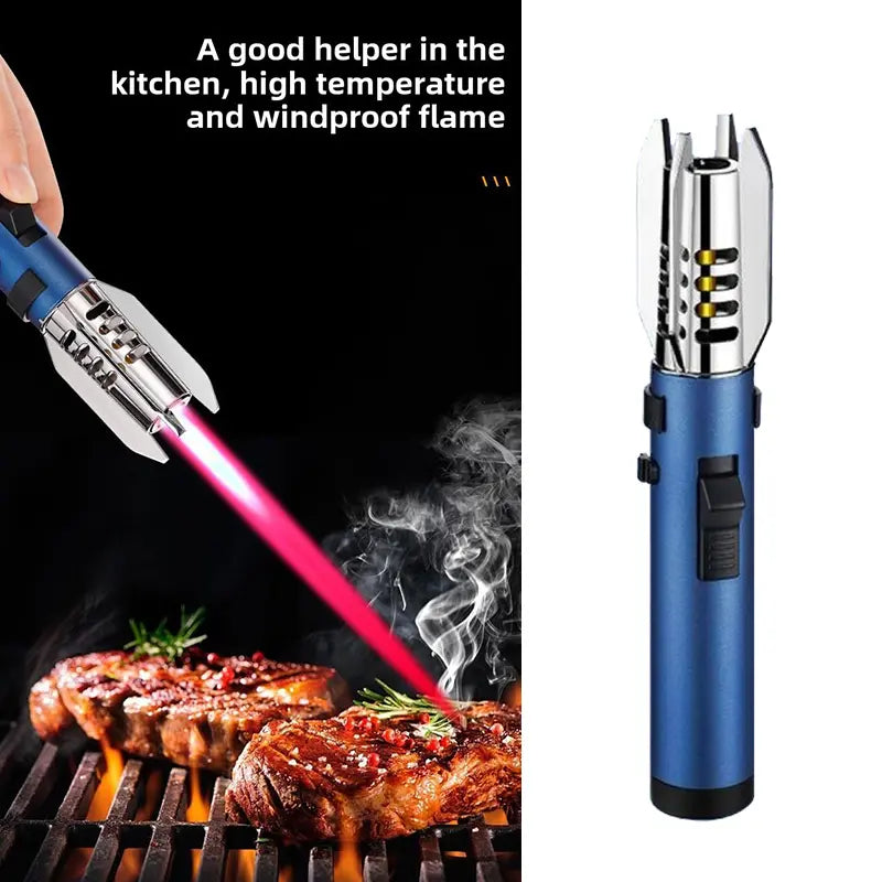 Windproof Jet Torch Lighter – Light Saber-Shaped Steel Body, 360° Usable, Adjustable Flame, Lockable Safety Lock