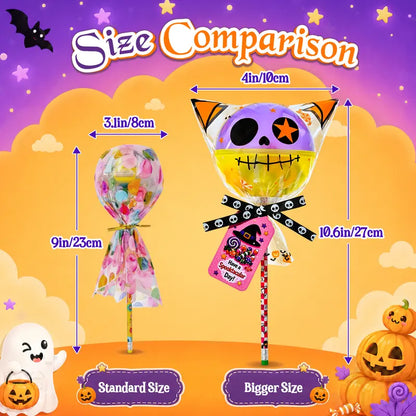Unisex 24-Pack 2026 Upgraded Light-Up Giant Halloween Lollipop Stationery Kit with Cards, Halloween Party Favors for Kids, Classroom Exchange Gifts