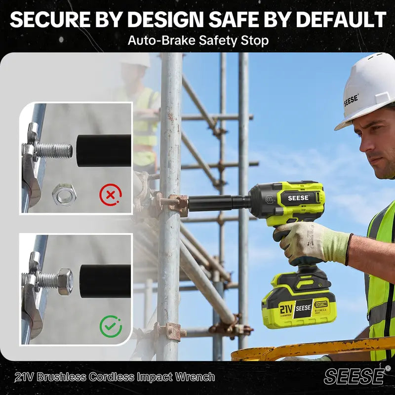 SEESE Cordless Brushless Impact Wrench Kit