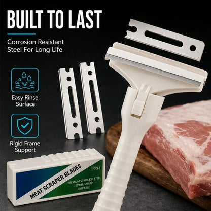 Stainless Steel Meat Scraper – Easy Fat & Fascia Removal Tool for Beef & Pork