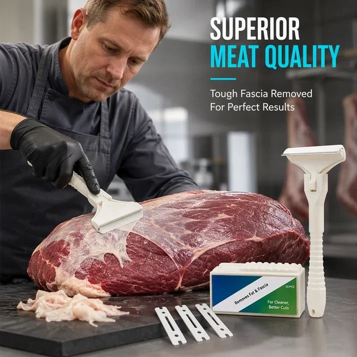 Stainless Steel Meat Scraper – Easy Fat & Fascia Removal Tool for Beef & Pork